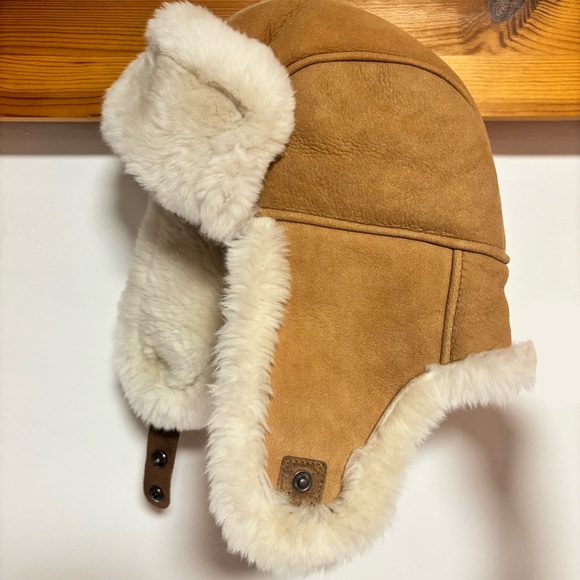 Accessories - Unisex Tan Shearling Aviator Hat